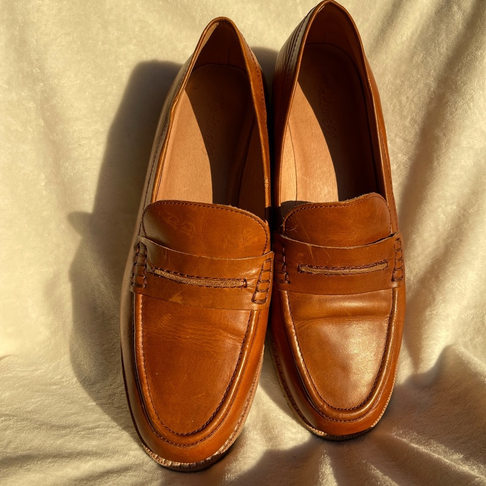 Madewell Elinor Penny Loafers Womens 10 Shoes Brown Leather Cognac
